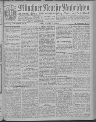 Münchner neueste Nachrichten Dienstag 20. Januar 1920