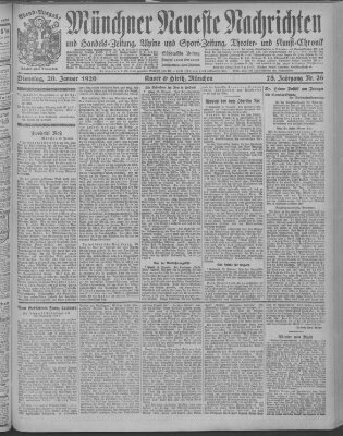 Münchner neueste Nachrichten Dienstag 20. Januar 1920