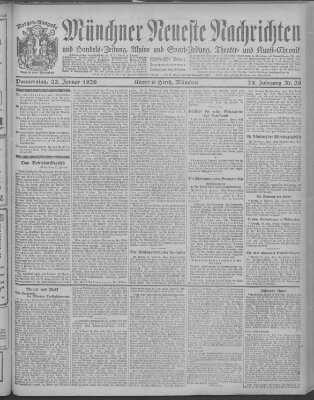 Münchner neueste Nachrichten Donnerstag 22. Januar 1920
