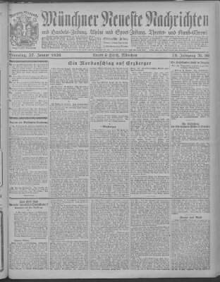Münchner neueste Nachrichten Dienstag 27. Januar 1920