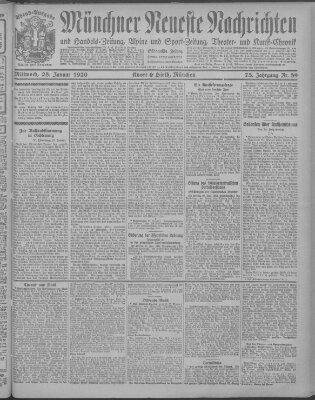 Münchner neueste Nachrichten Mittwoch 28. Januar 1920