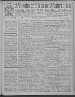 Münchner neueste Nachrichten Donnerstag 29. Januar 1920