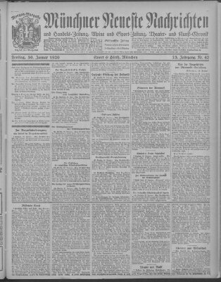 Münchner neueste Nachrichten Freitag 30. Januar 1920