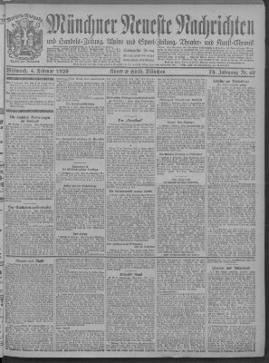 Münchner neueste Nachrichten Mittwoch 4. Februar 1920