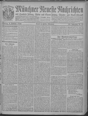 Münchner neueste Nachrichten Montag 9. Februar 1920