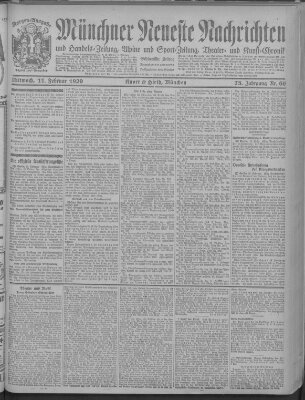 Münchner neueste Nachrichten Mittwoch 11. Februar 1920