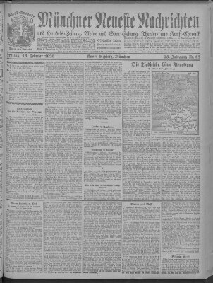 Münchner neueste Nachrichten Freitag 13. Februar 1920