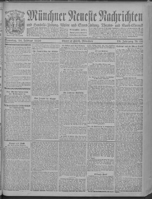 Münchner neueste Nachrichten Samstag 14. Februar 1920