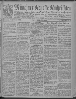 Münchner neueste Nachrichten Dienstag 17. Februar 1920