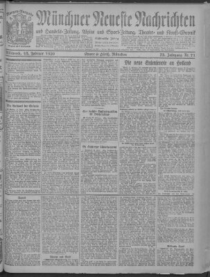 Münchner neueste Nachrichten Mittwoch 18. Februar 1920