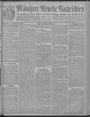 Münchner neueste Nachrichten Freitag 20. Februar 1920