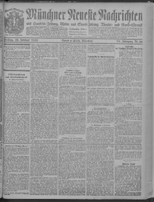 Münchner neueste Nachrichten Freitag 20. Februar 1920