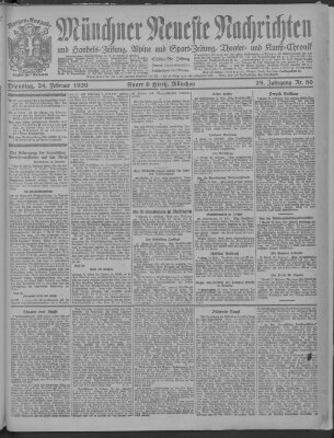 Münchner neueste Nachrichten Dienstag 24. Februar 1920