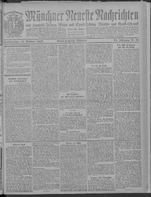 Münchner neueste Nachrichten Donnerstag 26. Februar 1920