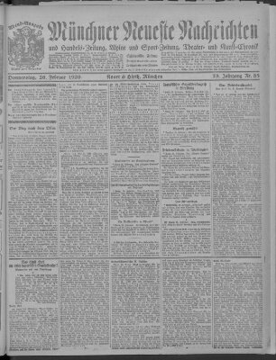 Münchner neueste Nachrichten Donnerstag 26. Februar 1920