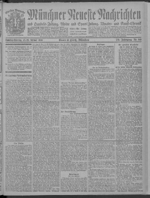 Münchner neueste Nachrichten Sonntag 29. Februar 1920