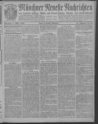 Münchner neueste Nachrichten Dienstag 2. März 1920