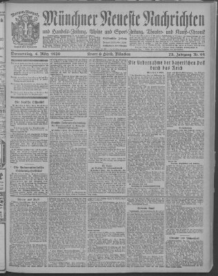 Münchner neueste Nachrichten Donnerstag 4. März 1920