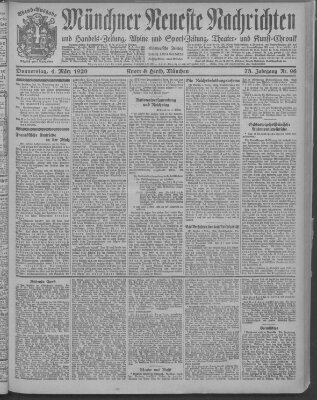 Münchner neueste Nachrichten Donnerstag 4. März 1920