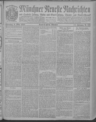 Münchner neueste Nachrichten Dienstag 9. März 1920