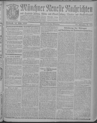 Münchner neueste Nachrichten Mittwoch 10. März 1920