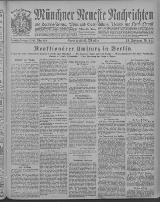 Münchner neueste Nachrichten Sonntag 14. März 1920