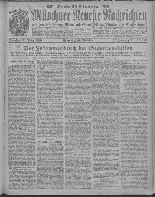 Münchner neueste Nachrichten Sonntag 21. März 1920