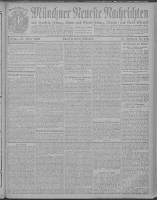 Münchner neueste Nachrichten Montag 22. März 1920