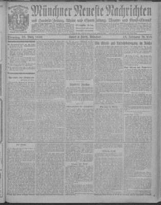 Münchner neueste Nachrichten Dienstag 23. März 1920