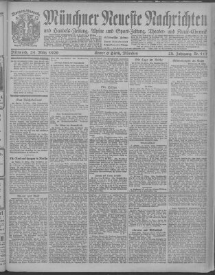 Münchner neueste Nachrichten Mittwoch 24. März 1920