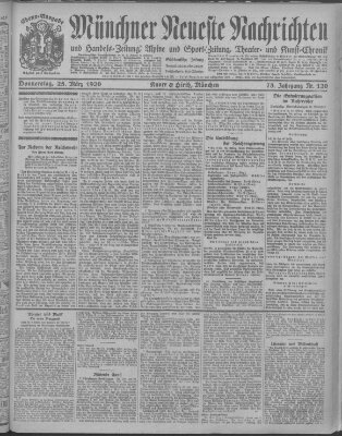 Münchner neueste Nachrichten Donnerstag 25. März 1920