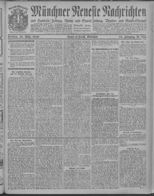 Münchner neueste Nachrichten Freitag 26. März 1920