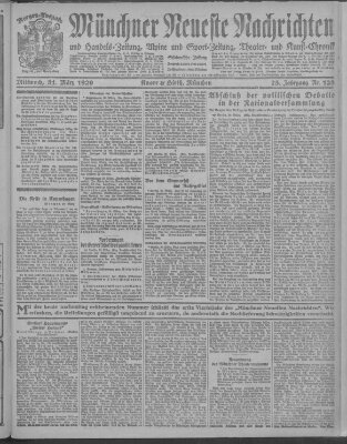 Münchner neueste Nachrichten Mittwoch 31. März 1920