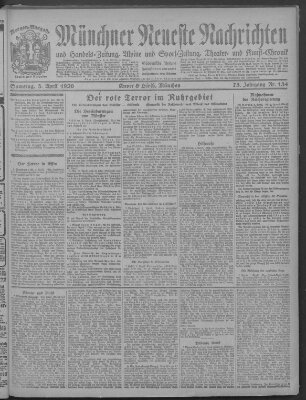 Münchner neueste Nachrichten Samstag 3. April 1920