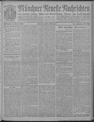 Münchner neueste Nachrichten Mittwoch 7. April 1920