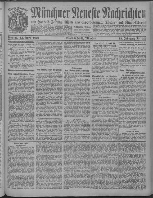 Münchner neueste Nachrichten Montag 12. April 1920