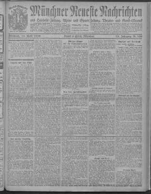 Münchner neueste Nachrichten Mittwoch 14. April 1920