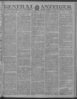 Münchner neueste Nachrichten Donnerstag 15. April 1920