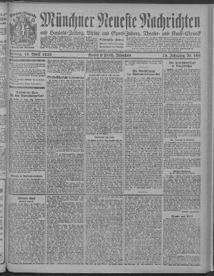 Münchner neueste Nachrichten Freitag 16. April 1920