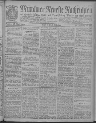 Münchner neueste Nachrichten Montag 19. April 1920