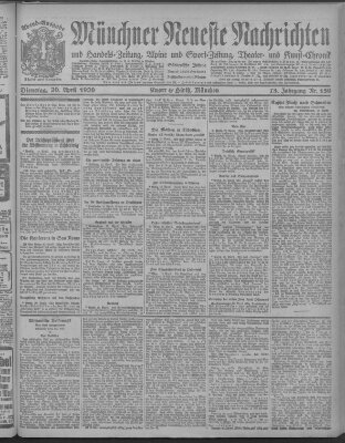 Münchner neueste Nachrichten Dienstag 20. April 1920