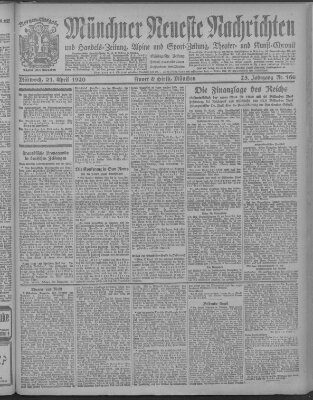 Münchner neueste Nachrichten Mittwoch 21. April 1920