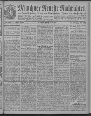 Münchner neueste Nachrichten Mittwoch 21. April 1920