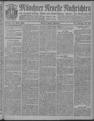 Münchner neueste Nachrichten Freitag 23. April 1920