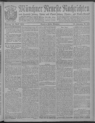 Münchner neueste Nachrichten Montag 26. April 1920