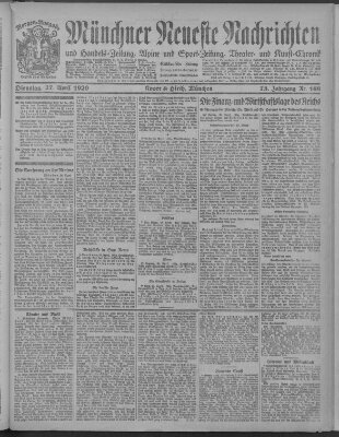 Münchner neueste Nachrichten Dienstag 27. April 1920