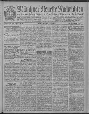 Münchner neueste Nachrichten Mittwoch 28. April 1920