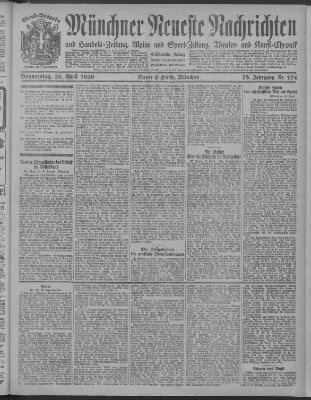 Münchner neueste Nachrichten Donnerstag 29. April 1920