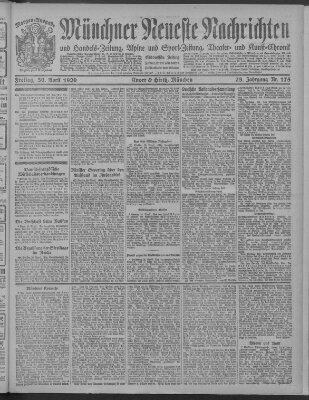 Münchner neueste Nachrichten Freitag 30. April 1920