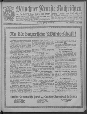 Münchner neueste Nachrichten Samstag 8. Mai 1920